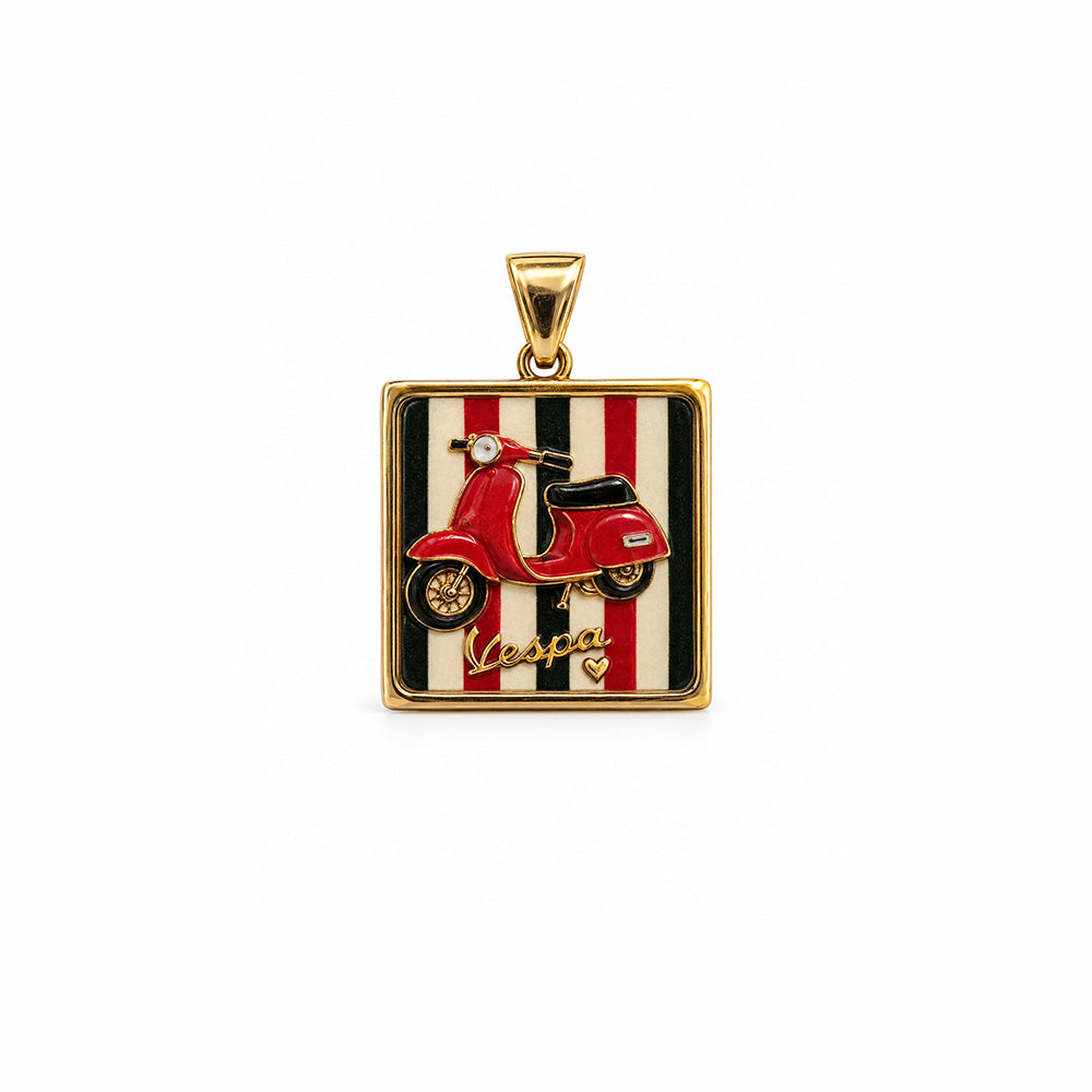 CHARM CON VESPA E SFONDO A RIGHE
