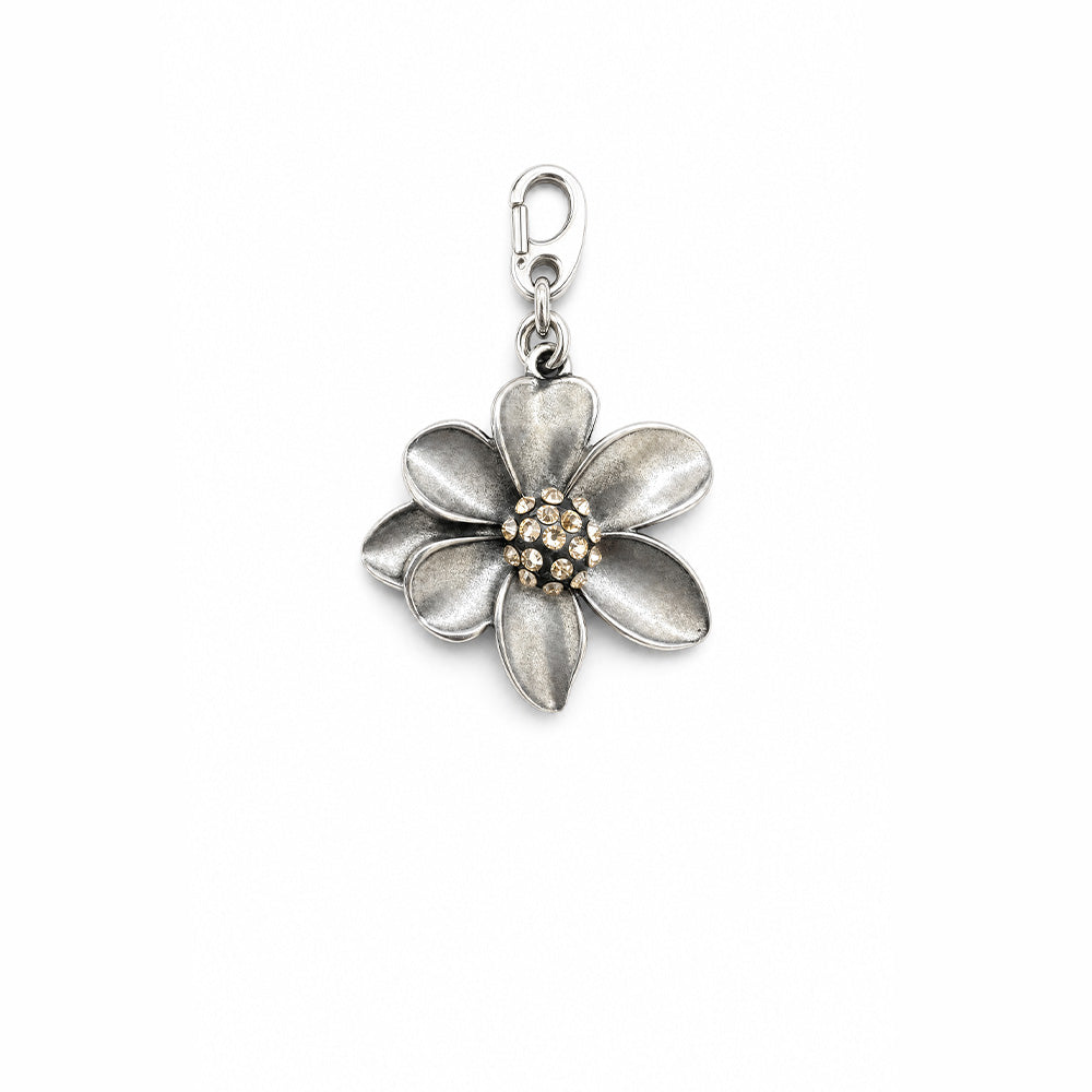 CHARM A FORMA DI FIORE IN OTTONE CON PARTE CENTRALE IN STRASS