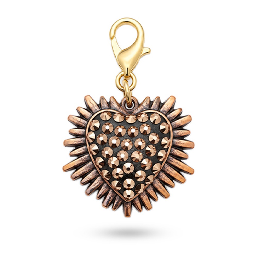 CHARM A CUORE CON STRASS E RAGGI DISPOSTI A CORNICE