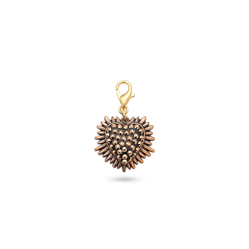 CHARM A CUORE CON STRASS E RAGGI DISPOSTI A CORNICE