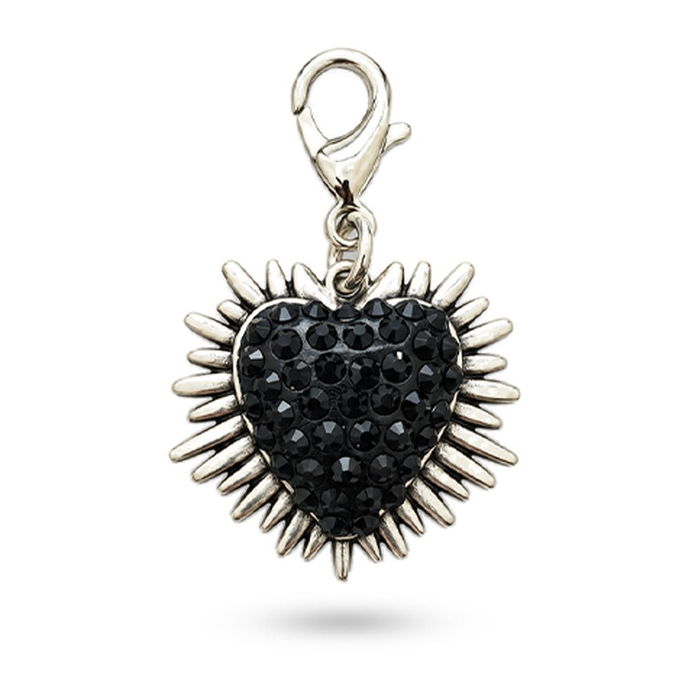 CHARM A CUORE CON STRASS E RAGGI DISPOSTI A CORNICE