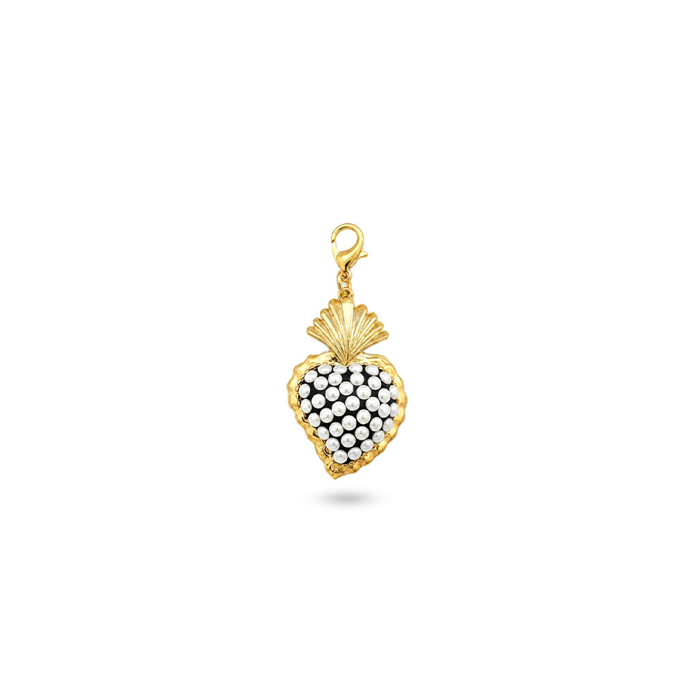 CHARM CUORE SACRO CON STRASS E FIAMME