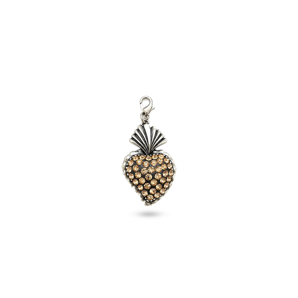 CHARM CUORE SACRO CON STRASS E FIAMME