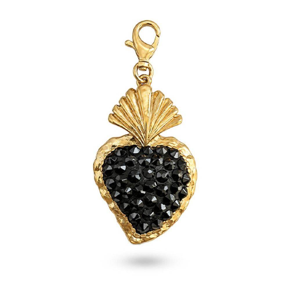 CHARM CUORE SACRO CON STRASS E FIAMME