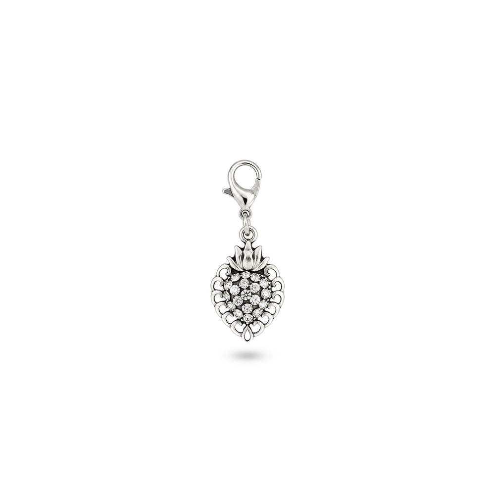 CHARM CUORE SACRO CON CORNICE E FIAMME