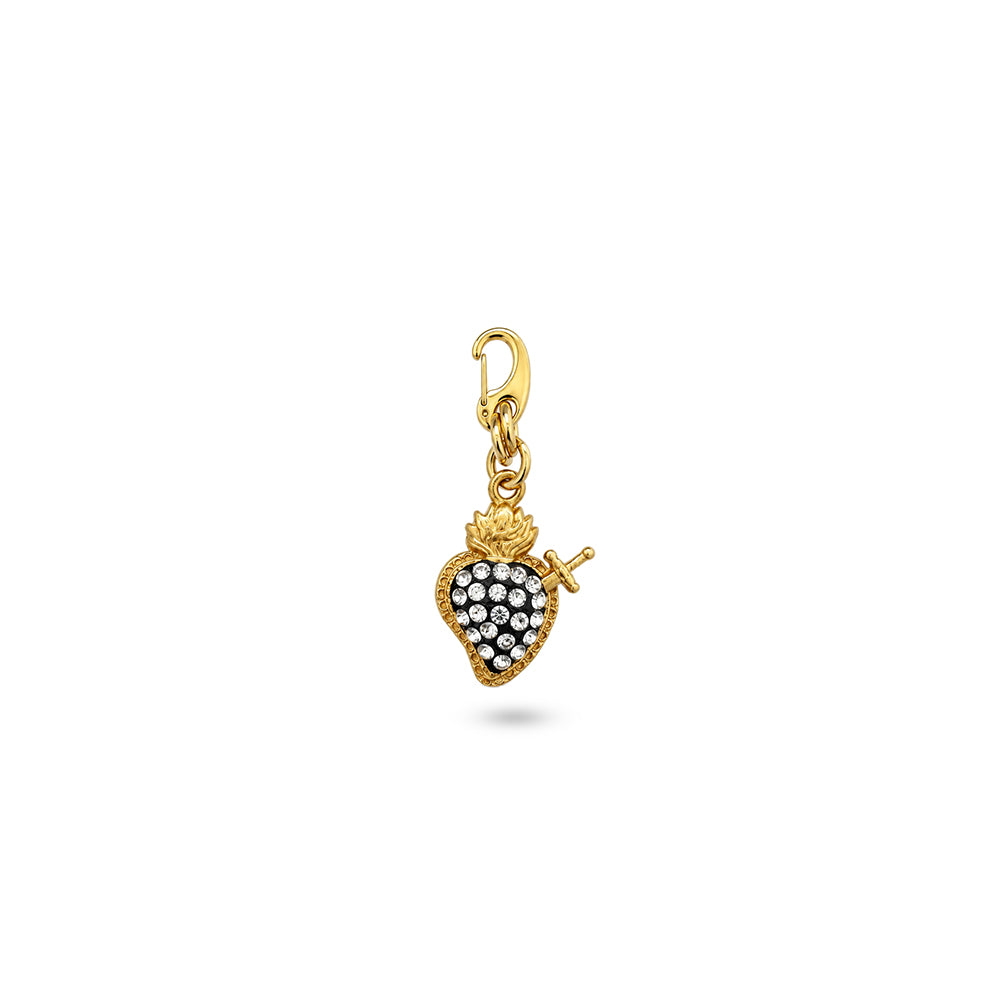 CHARM CUORE SACRO CON STRASS E PUGNALE