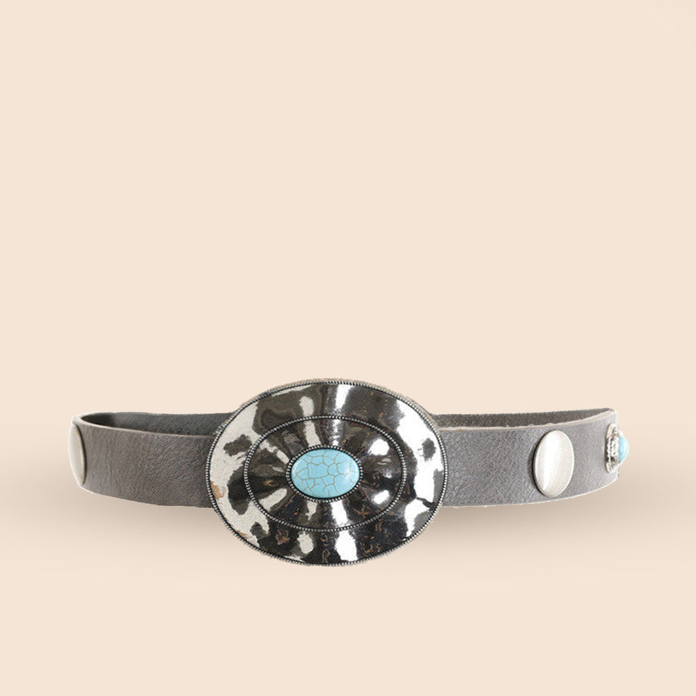 CINTA CON FIBBIA OVALE BORCHIE E ELEMENTI TURCHESI