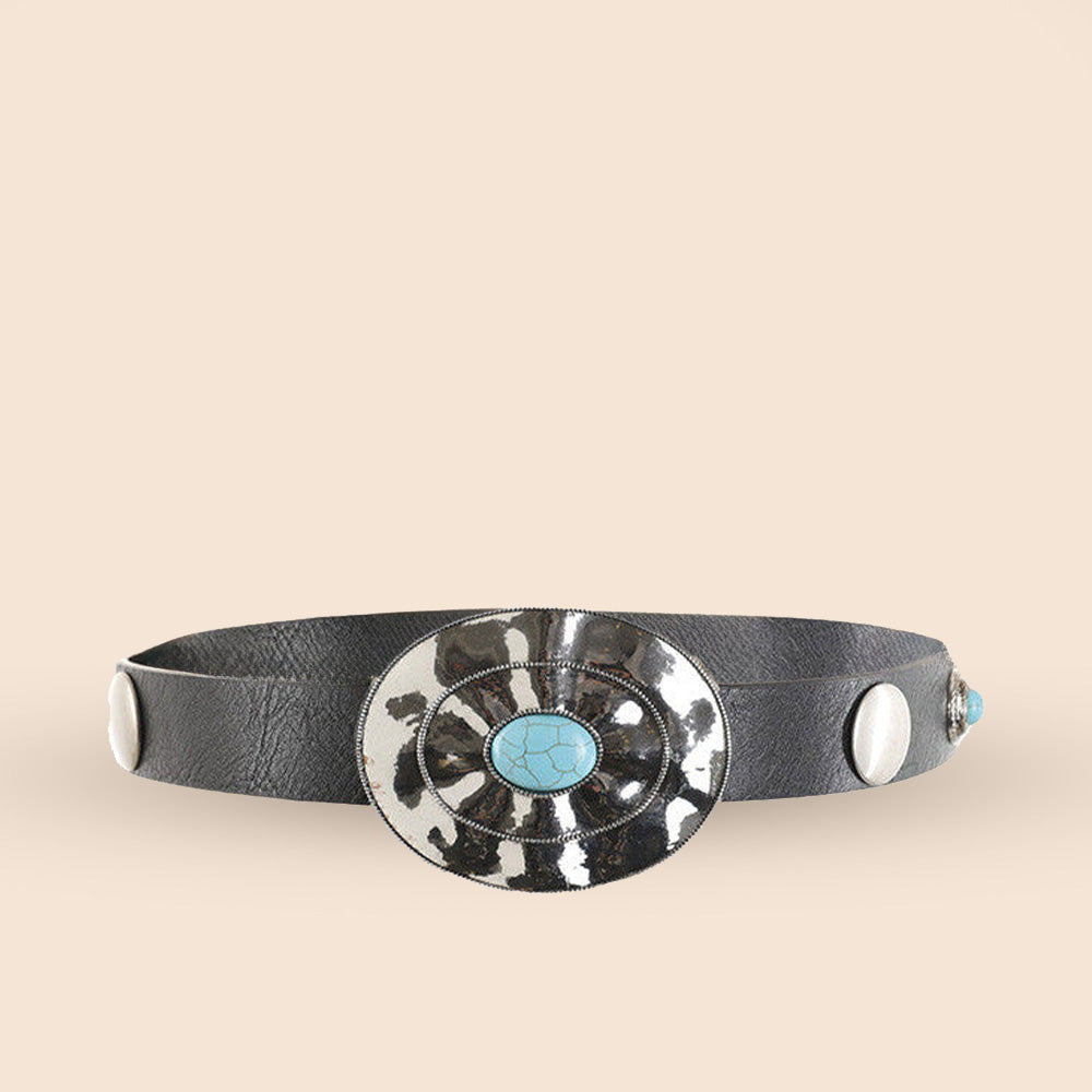 CINTA CON FIBBIA OVALE BORCHIE E ELEMENTI TURCHESI