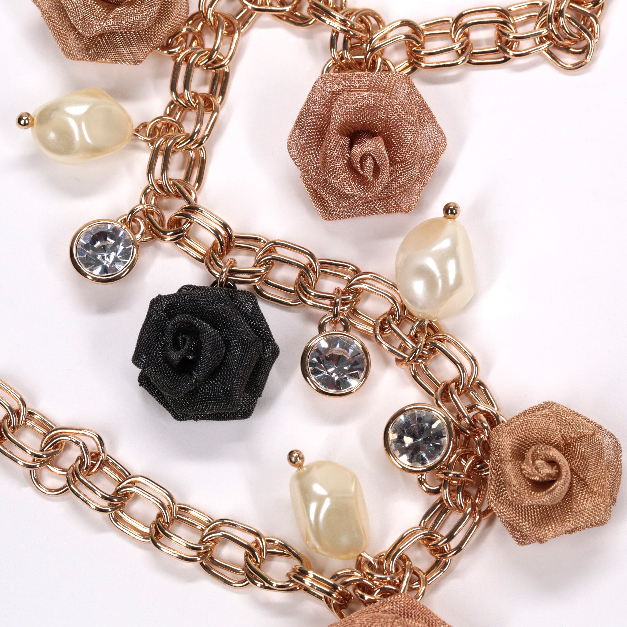 COLLANA GIROCOLLO CON ROSE E PERLE