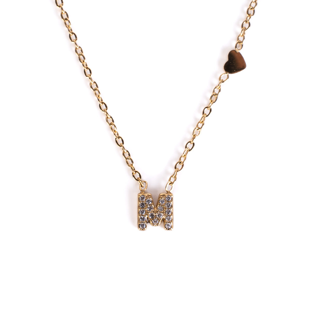 COLLANA GIROCOLLO CON LETTERA CON STRASS