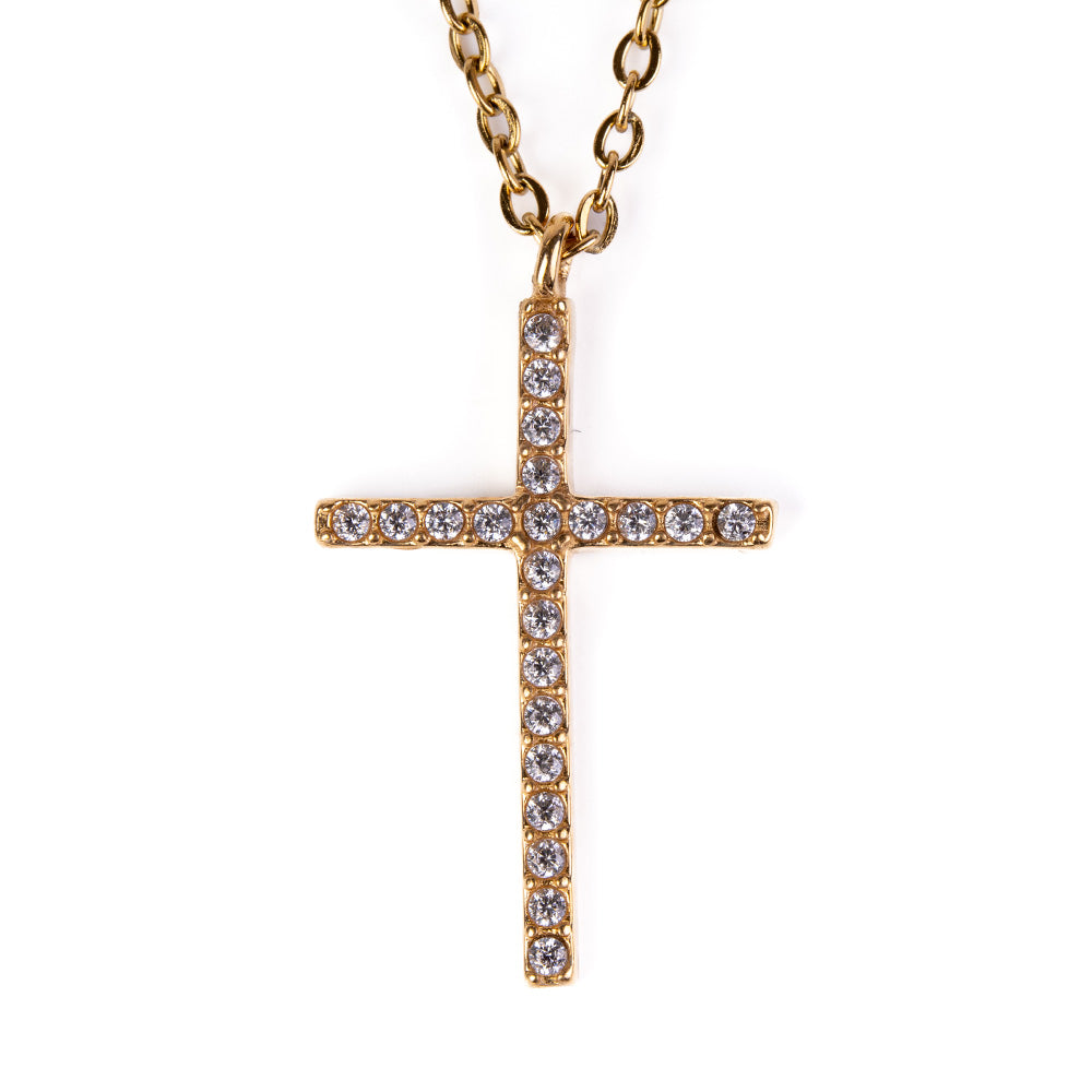 COLLANA GIROCOLLO CON CROCE CON STRASS PENDENTE