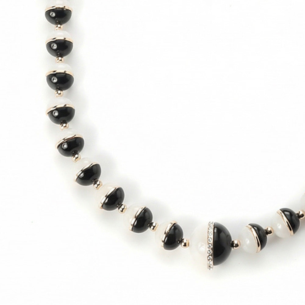 COLLANA LUNGA CON SFERE BICOLORE E STRASS