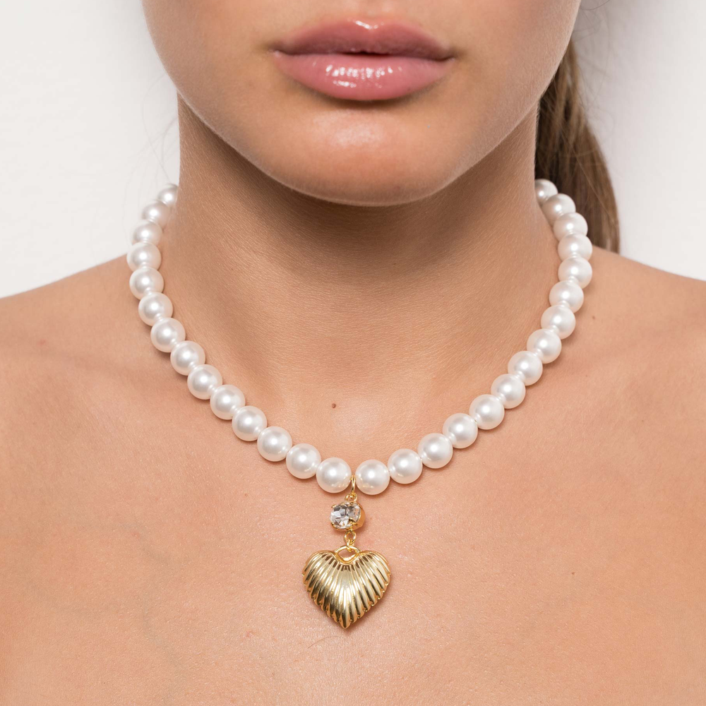 COLLANA GIROCOLLO PERLE CON CUORE MAGIC PEARL HEARTS