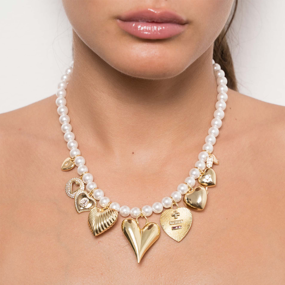 COLLANA GIROCOLLO CON CIONDOLI MAGIC PEARL MULTI HEARTS