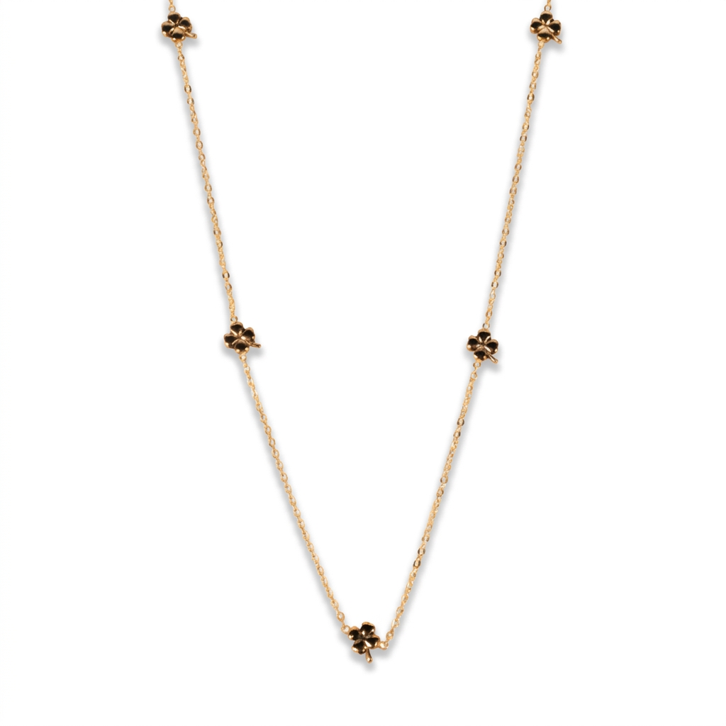 LONG THIN NECKLACE WITH CLOVERS
