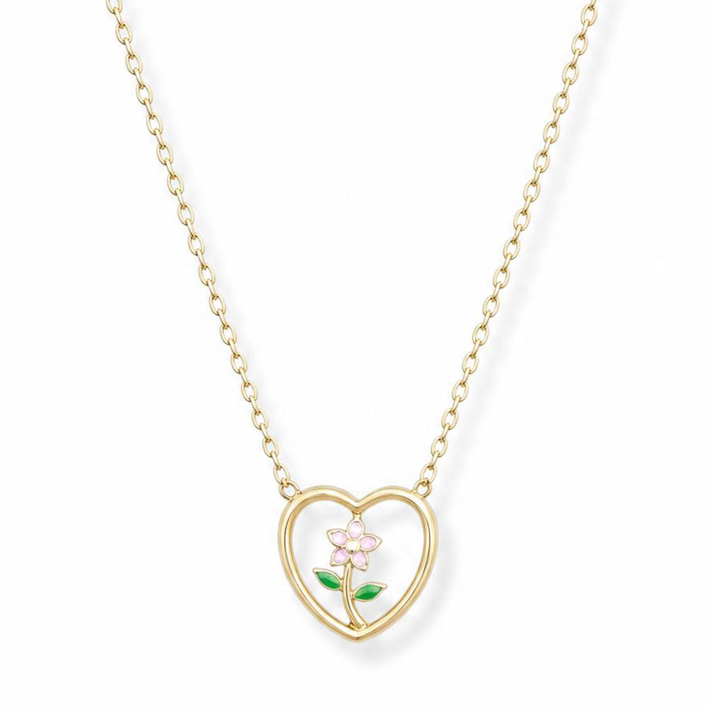COLLANA A GIROCOLLO CON FIORE INCORNICIATO IN UN CUORE