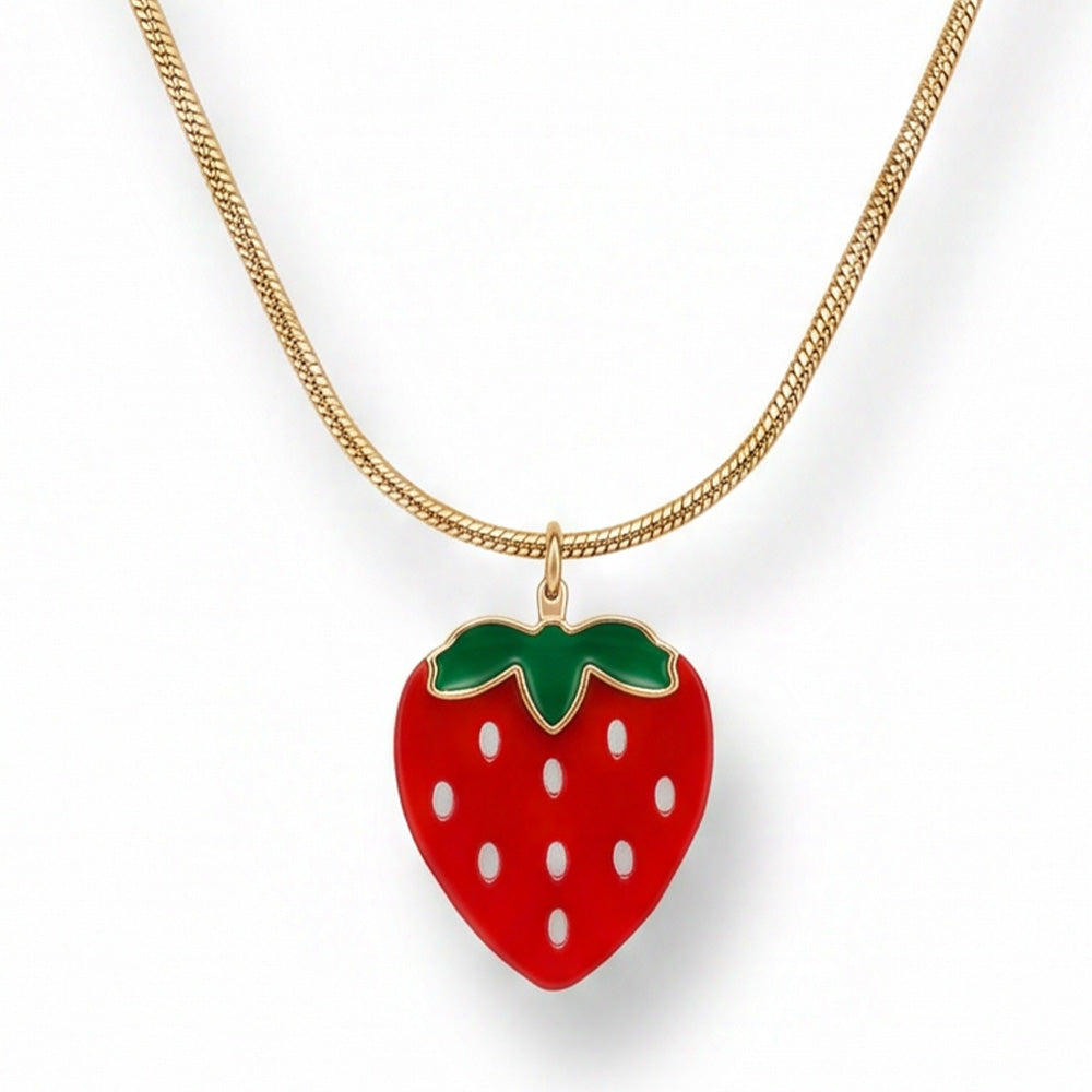 COLLANA CON PENDENTE PIATTO A FRAGOLA