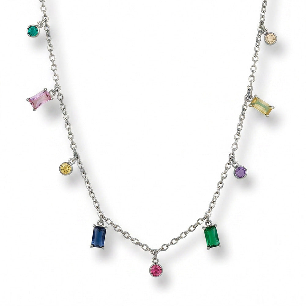 COLLANA GIROCOLLO CON STRASS COLORATI DI DIVERSA DIMENSIONE