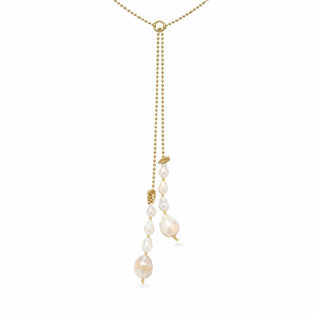 COLLANA LUNGA SALI E SCENDI CON PERLE DI FIUME PENDENTI