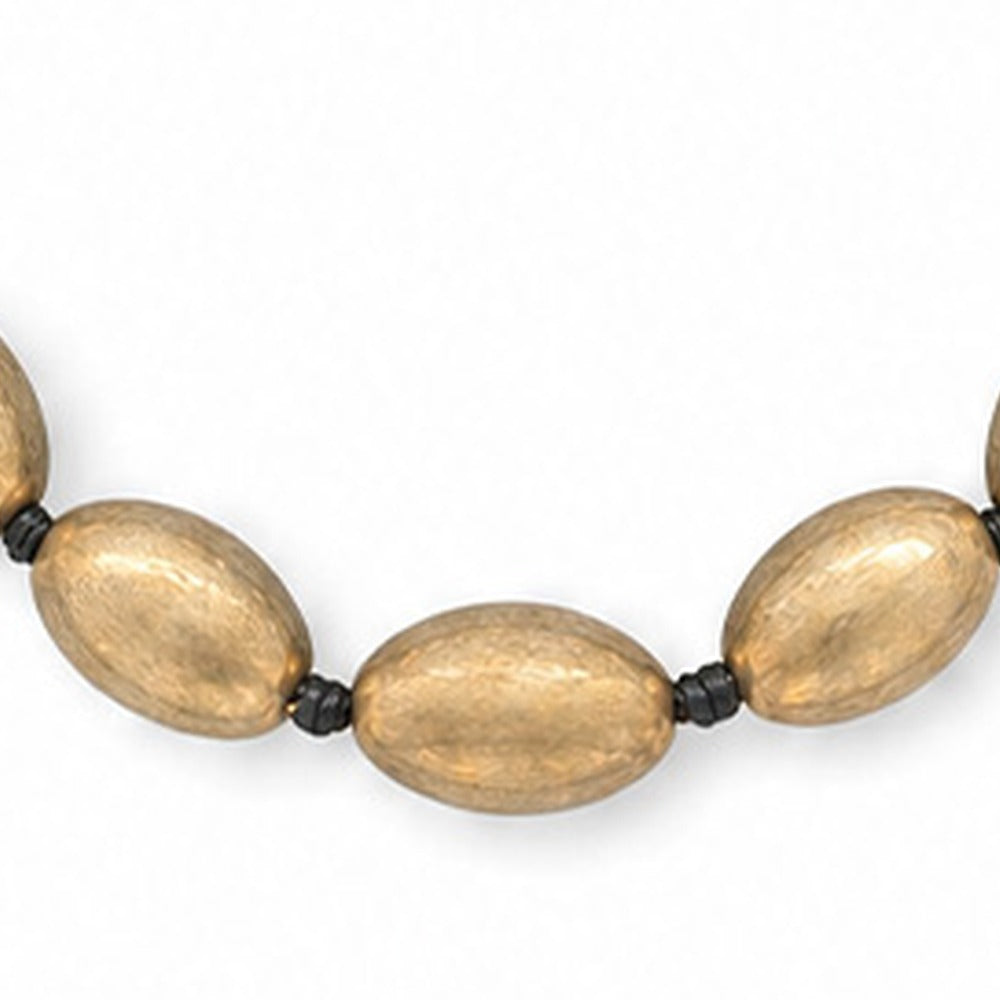COLLANA LUNGA CON INSERTI ALLUNGATI OVALI E NODINI