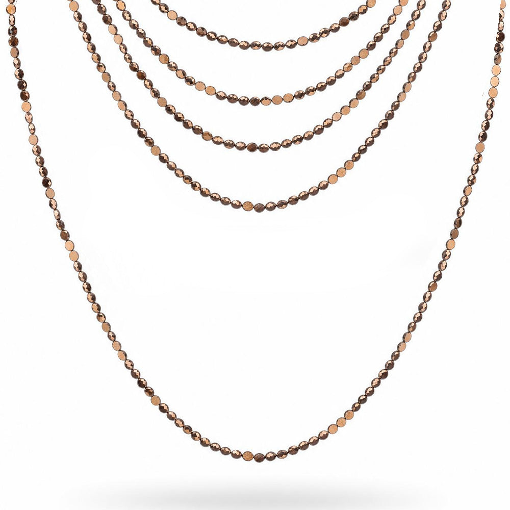 COLLANA LUNGA MULTIFILO CON PERLINE SFACCETTATE