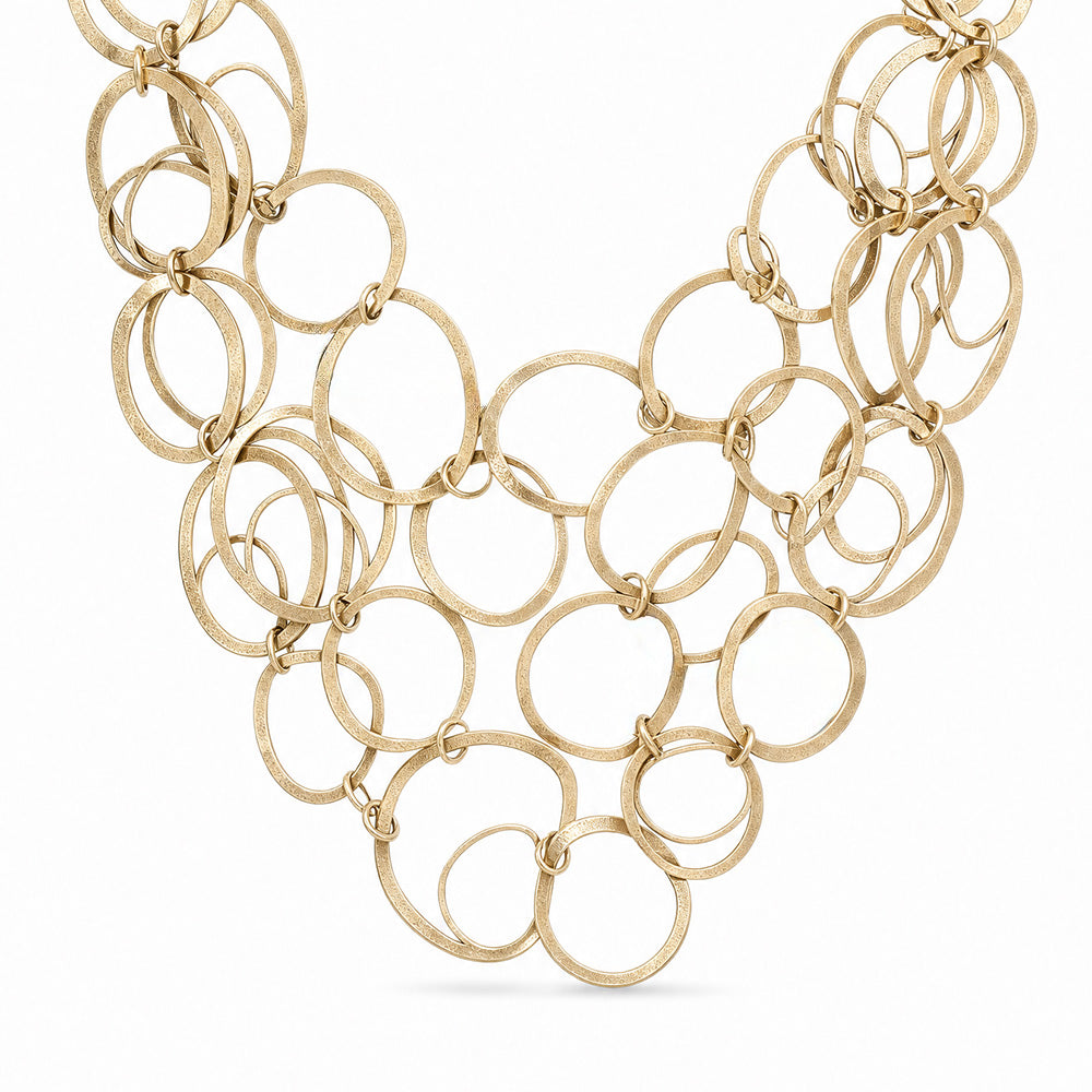 COLLANA LUNGA MULTIFILO CON ANELLI IRREGOLARI