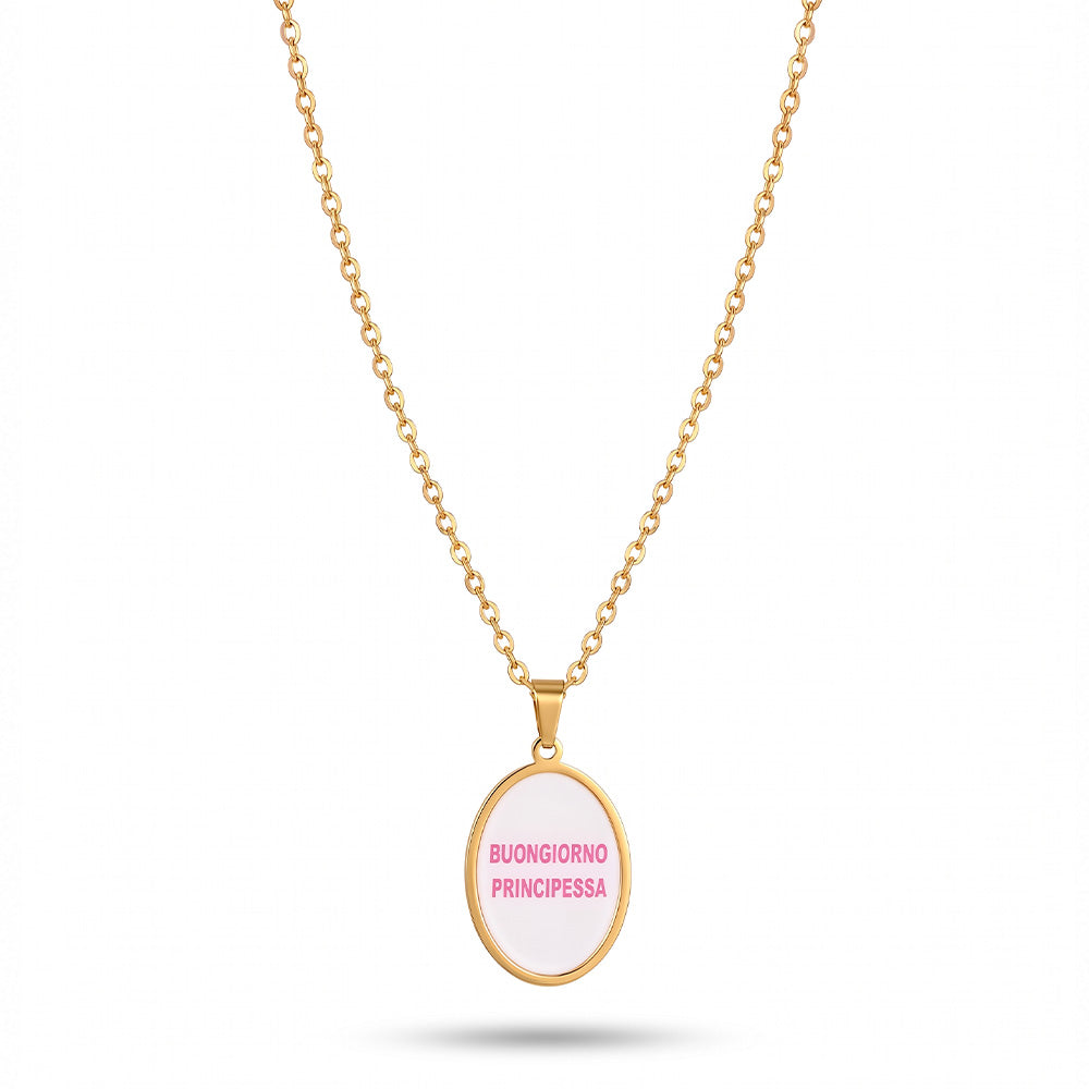 COLLANA MORBIDA CON CHARM  "BUONGIORNO PRINCIPESSA"