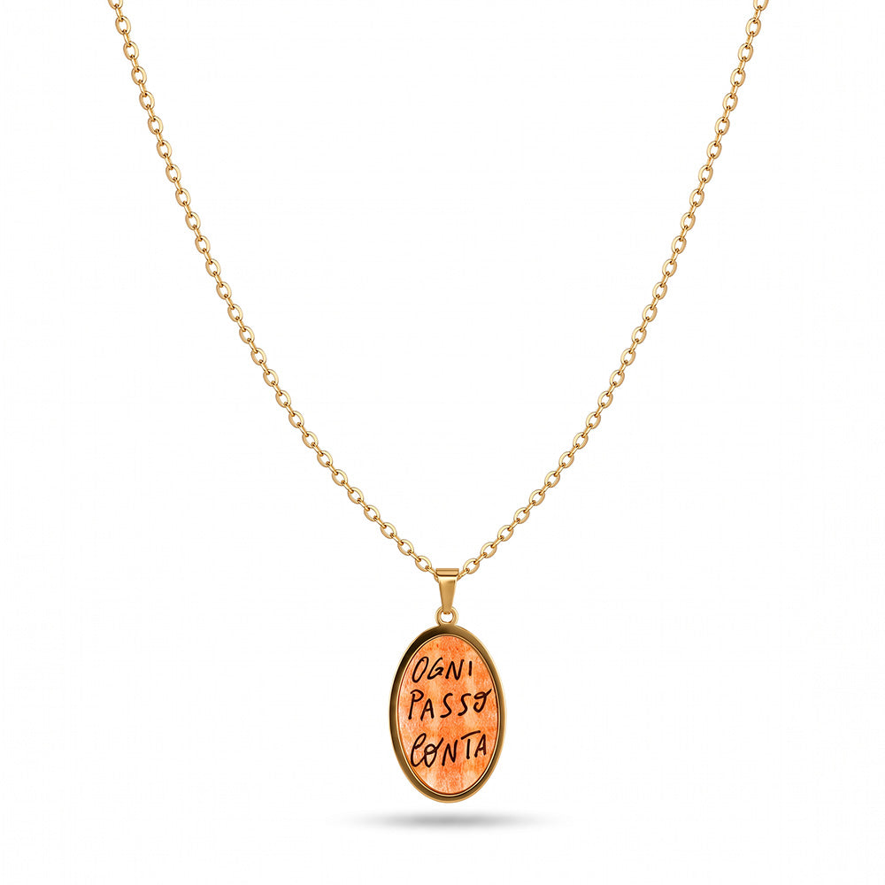 COLLANA MORBIDA CON CHARM OVALE "OGNI PASSO CONTA"