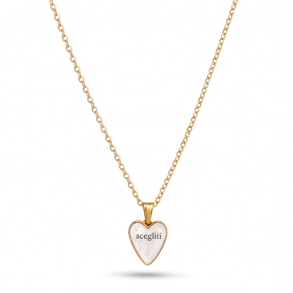 COLLANA CON CHARM A FORMA DI CUORE INCISO "SCEGLITI"