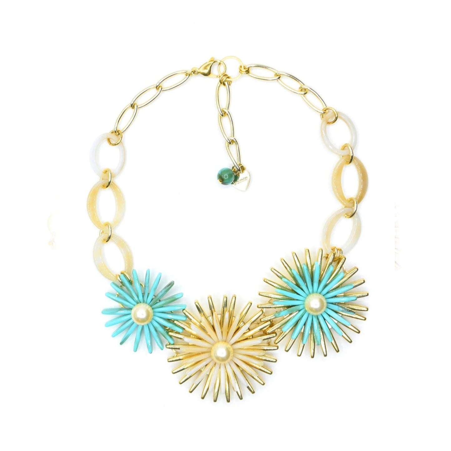 COLLANA GIROCOLLO CON GIRASOLI PENDENTI COLORATI