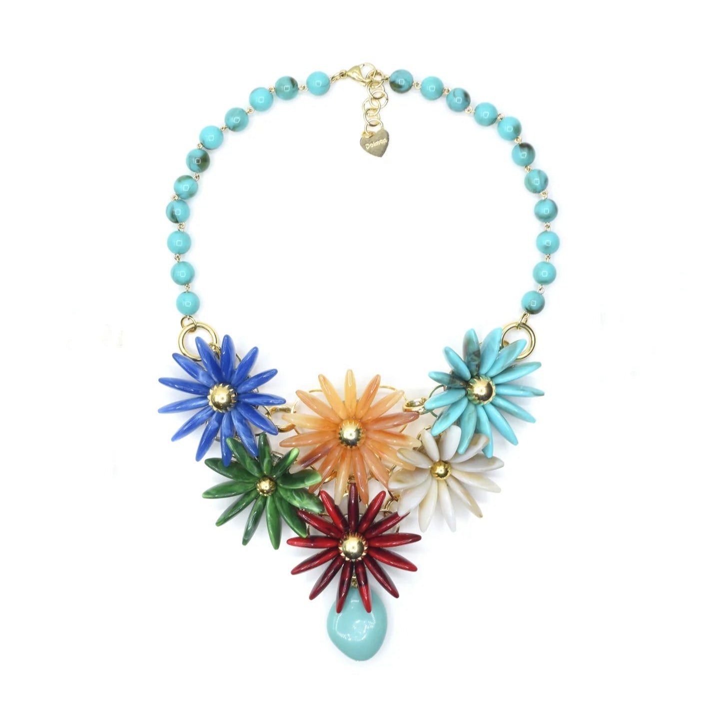COLLANA GIROCOLLO CON FIORI PENDENTI COLORATI A GRADAZIONE