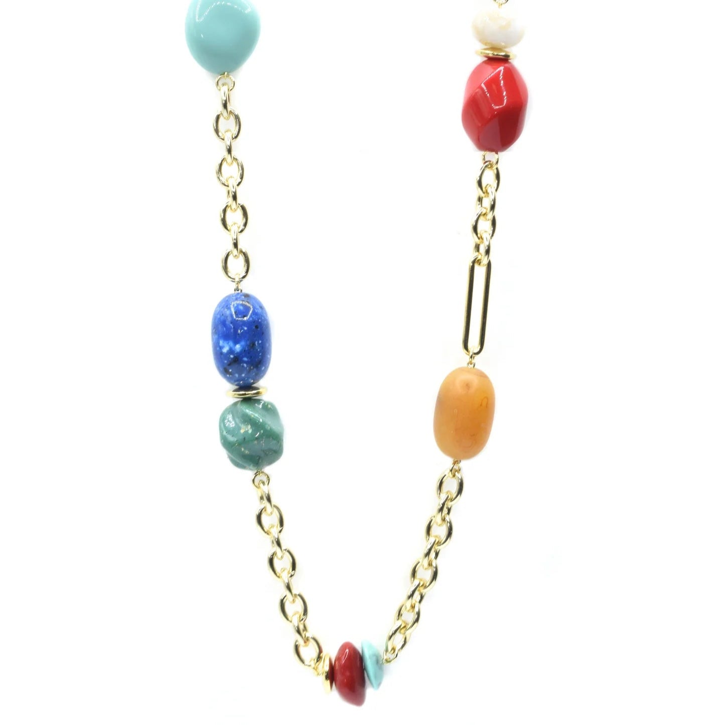 COLLANA LUNGA CON INSERTI COLORATI IN RESINA