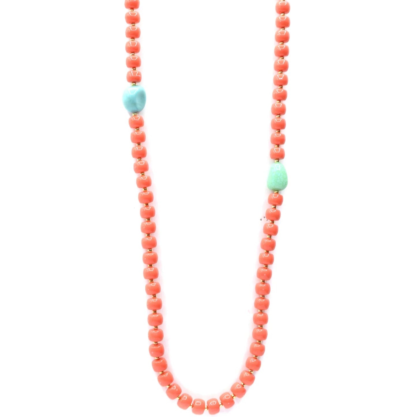 COLLANA CON COMPONENTI CORALLO E TURCHESE