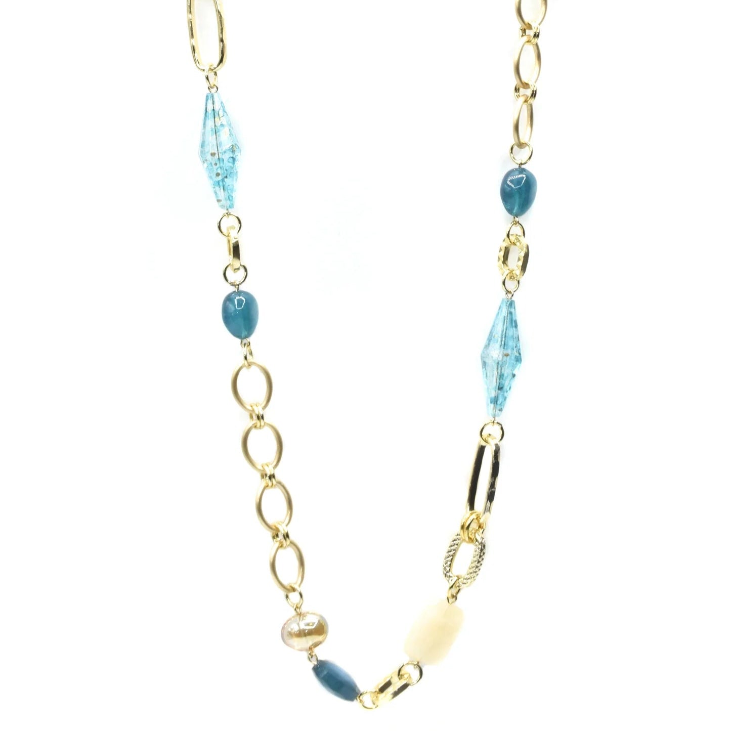 COLLANA LUNGA CON INSERTI IN RESINA E CRISTALLO