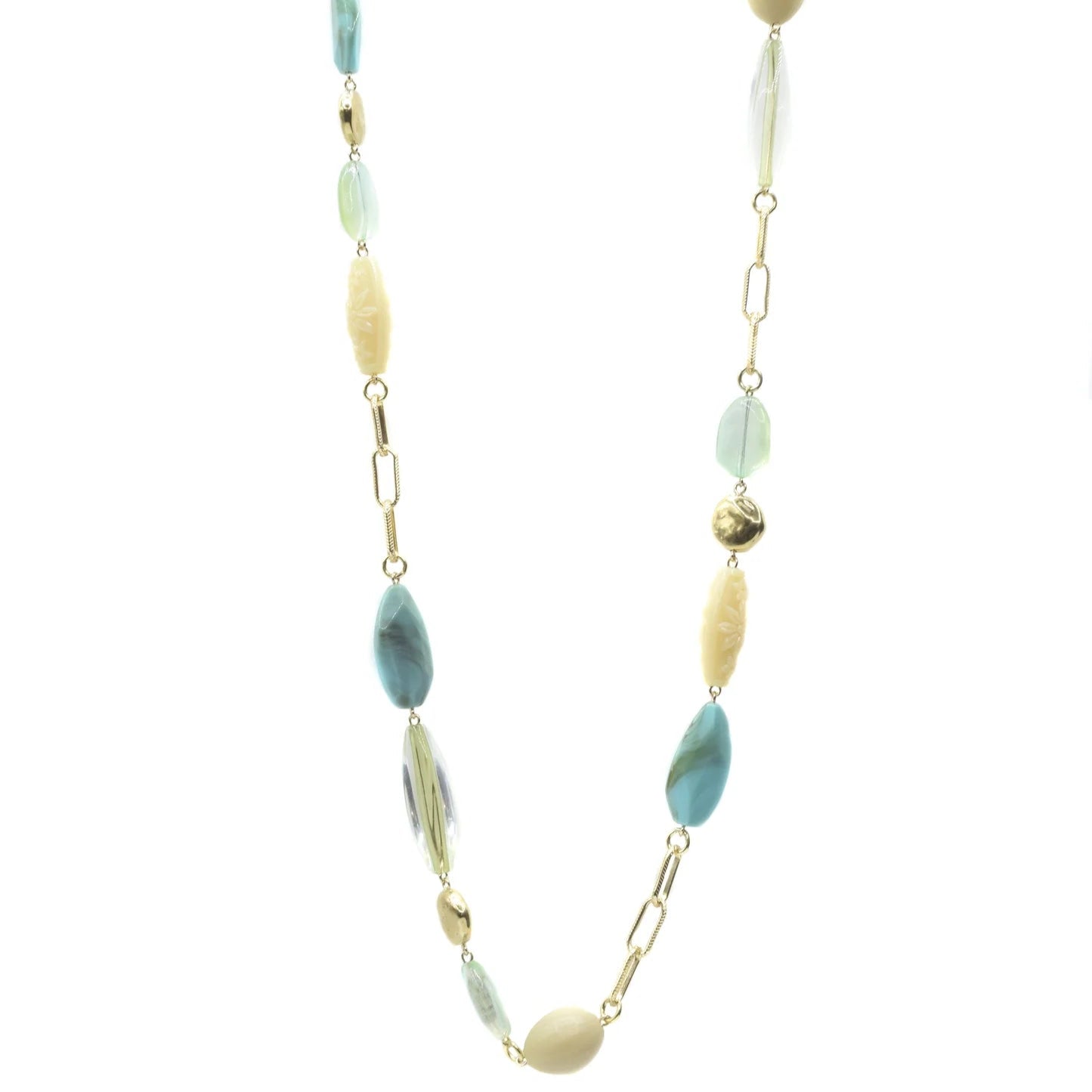 COLLANA LUNGA A CATENA CON INSERTI IN RESINA