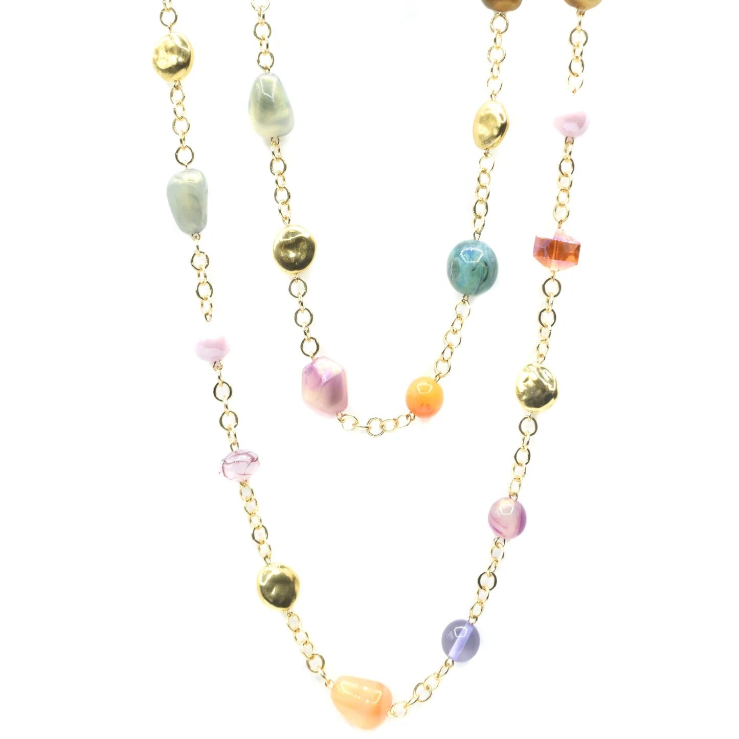 COLLANA LUNGA CON INSERTI IN RESINA E CRISTALLO