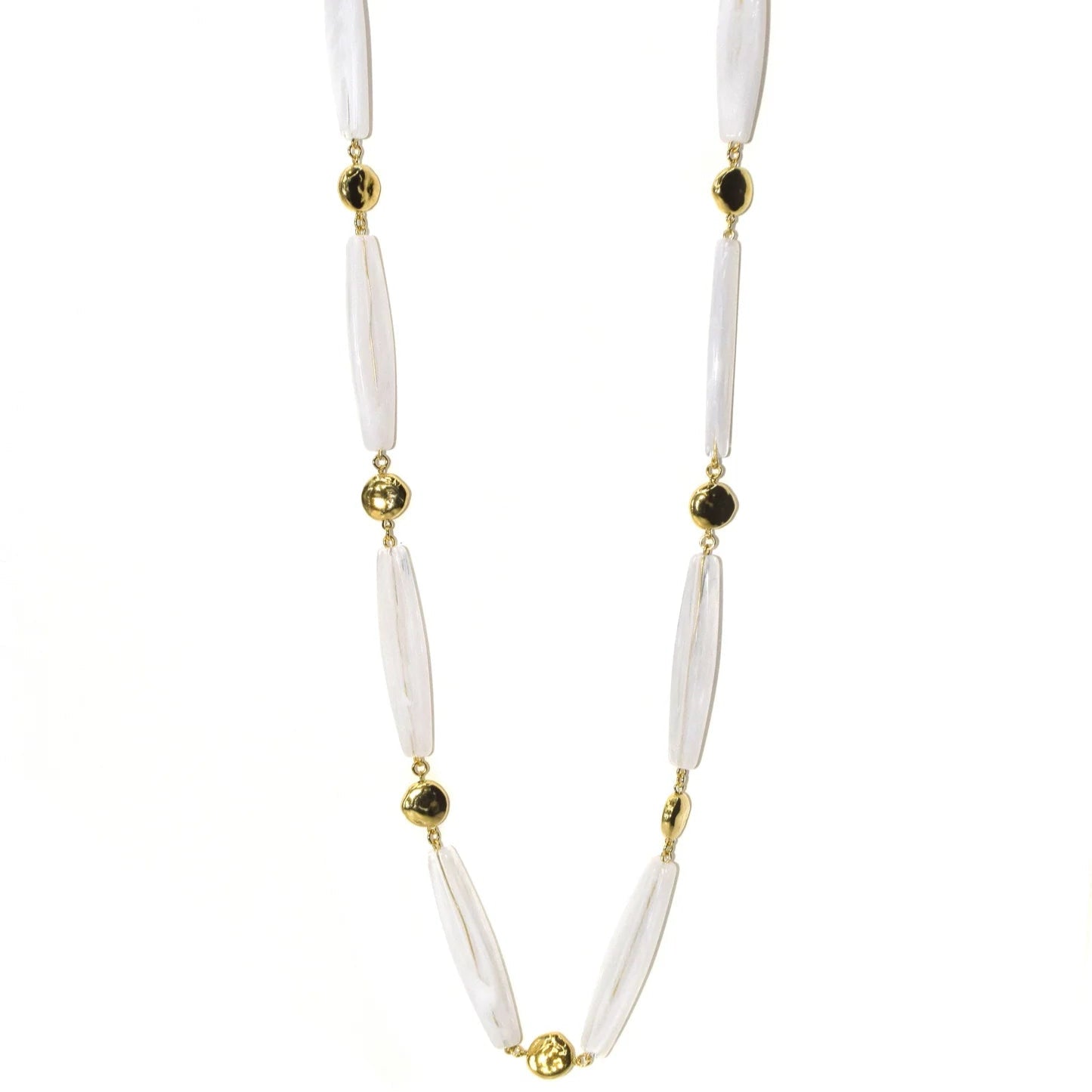 COLLANA LUNGA INCATENATA CON ELEMENTI VERTICALI IN RESINA