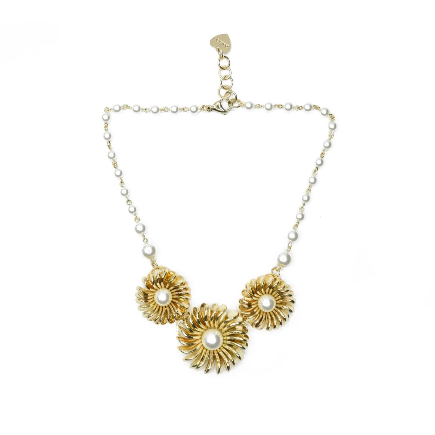 COLLANA GIROCOLLO IN PERLE CON TRE FIORI