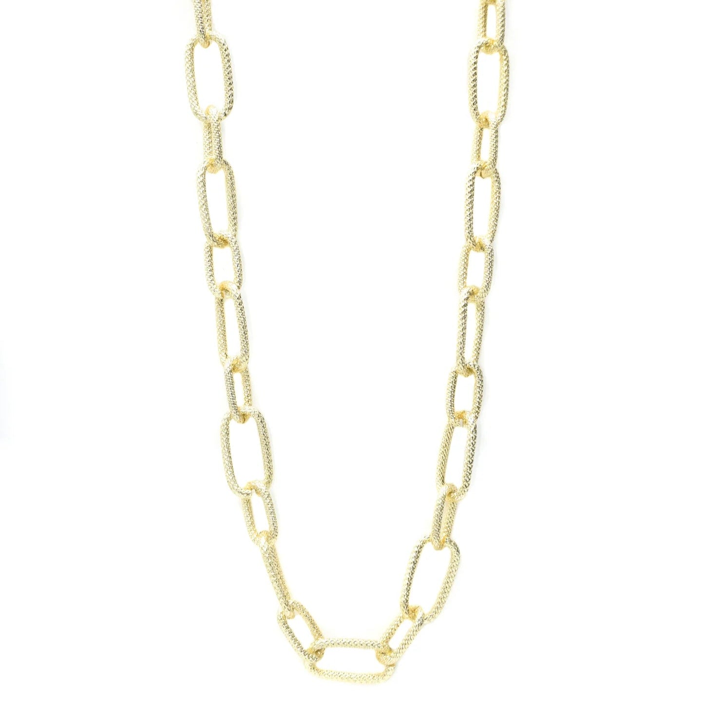 COLLANA A CATENA CON MAGLIA LUNGA MARTELLATA
