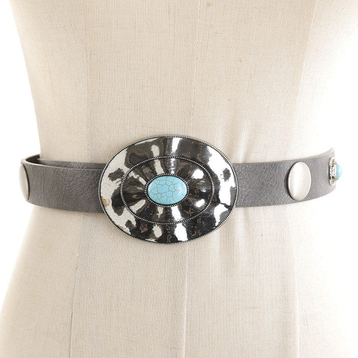 CINTA CON FIBBIA OVALE BORCHIE E ELEMENTI TURCHESI