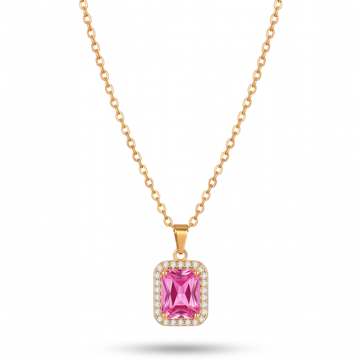COLLANA A GIROCOLLO CON PUNTO LUCE COLORATO RETTANGOLARE CIRCONDATO DA STRASS