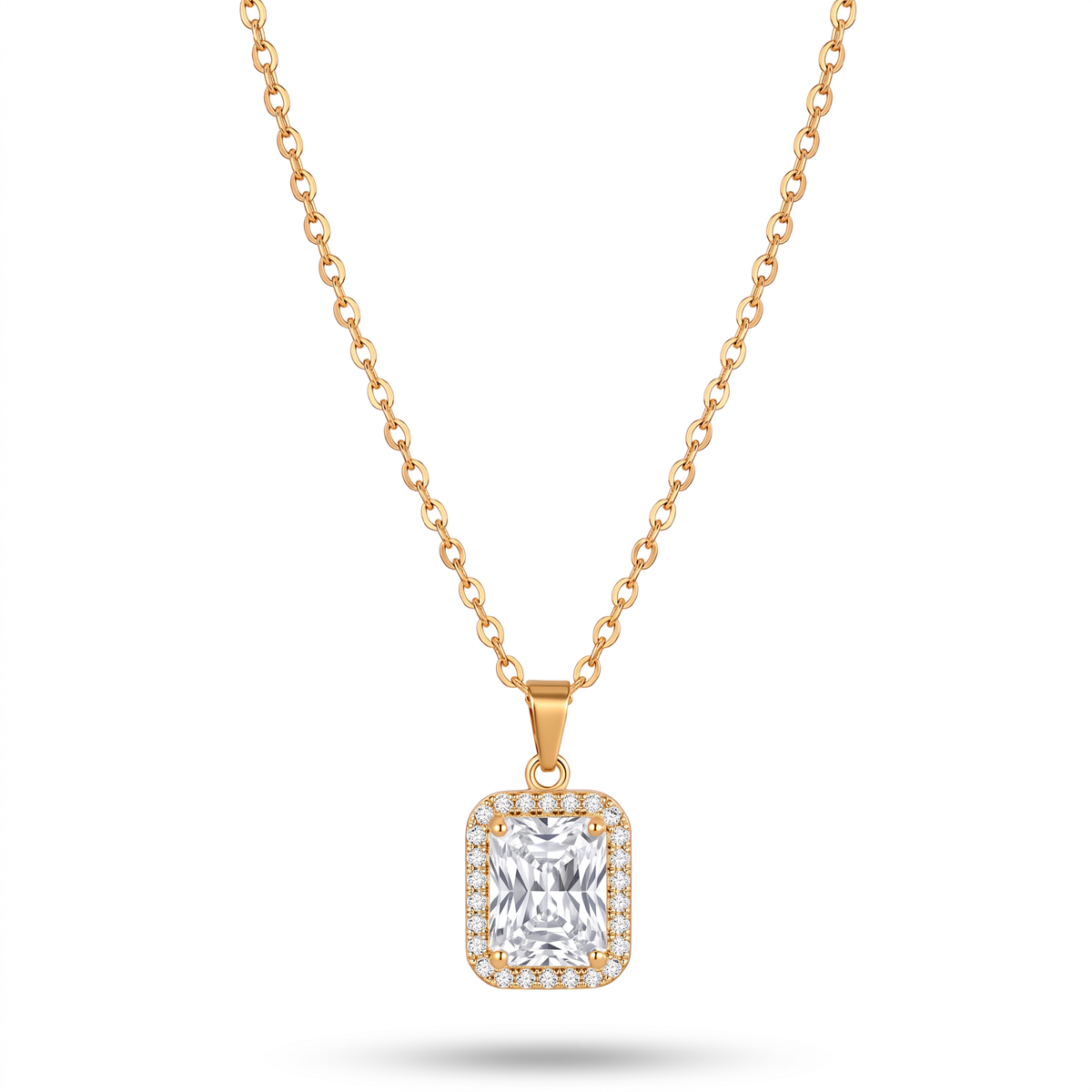 COLLANA A GIROCOLLO CON PUNTO LUCE COLORATO RETTANGOLARE CIRCONDATO DA STRASS