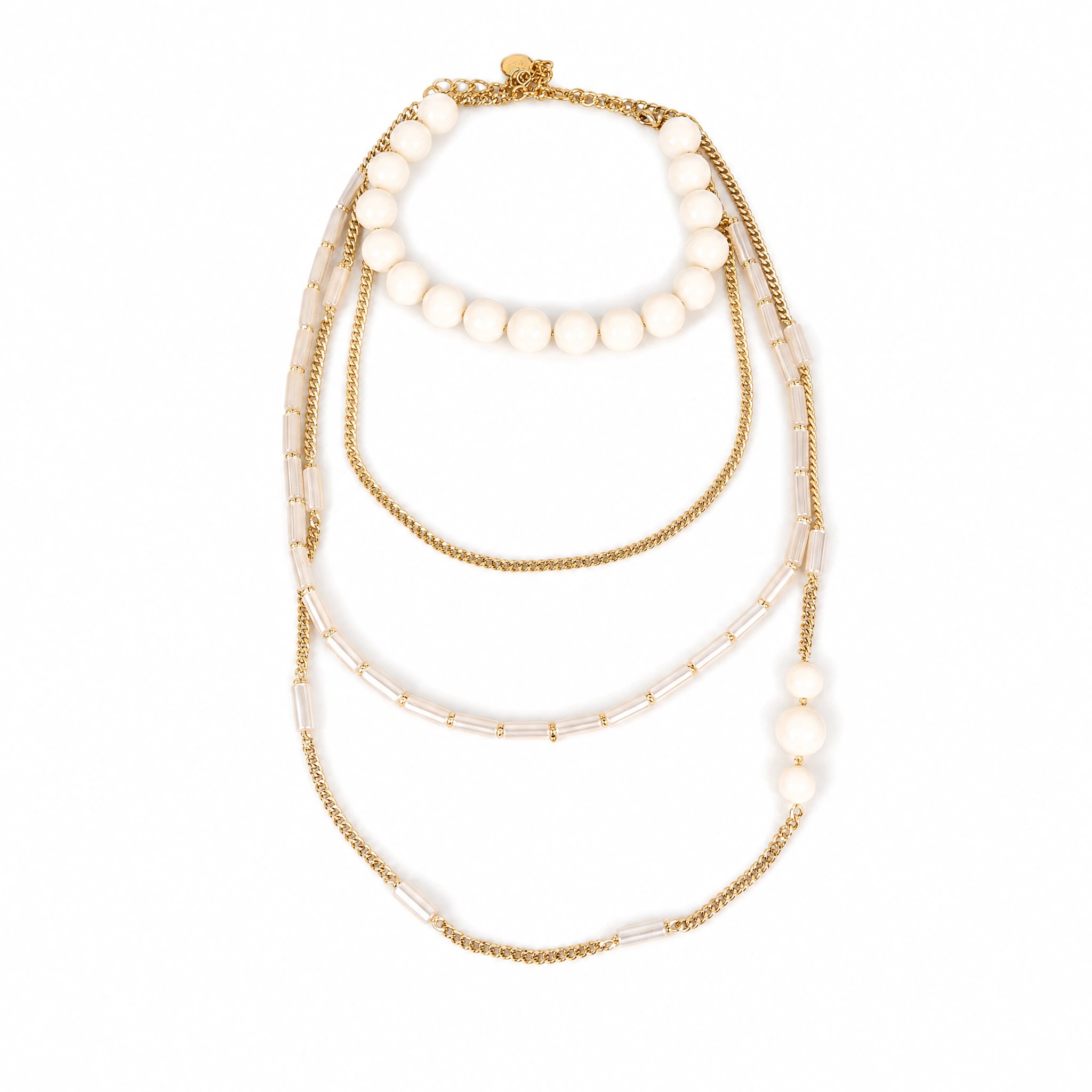 LONG NECKLACE WITH SPHERES AND CHAINS