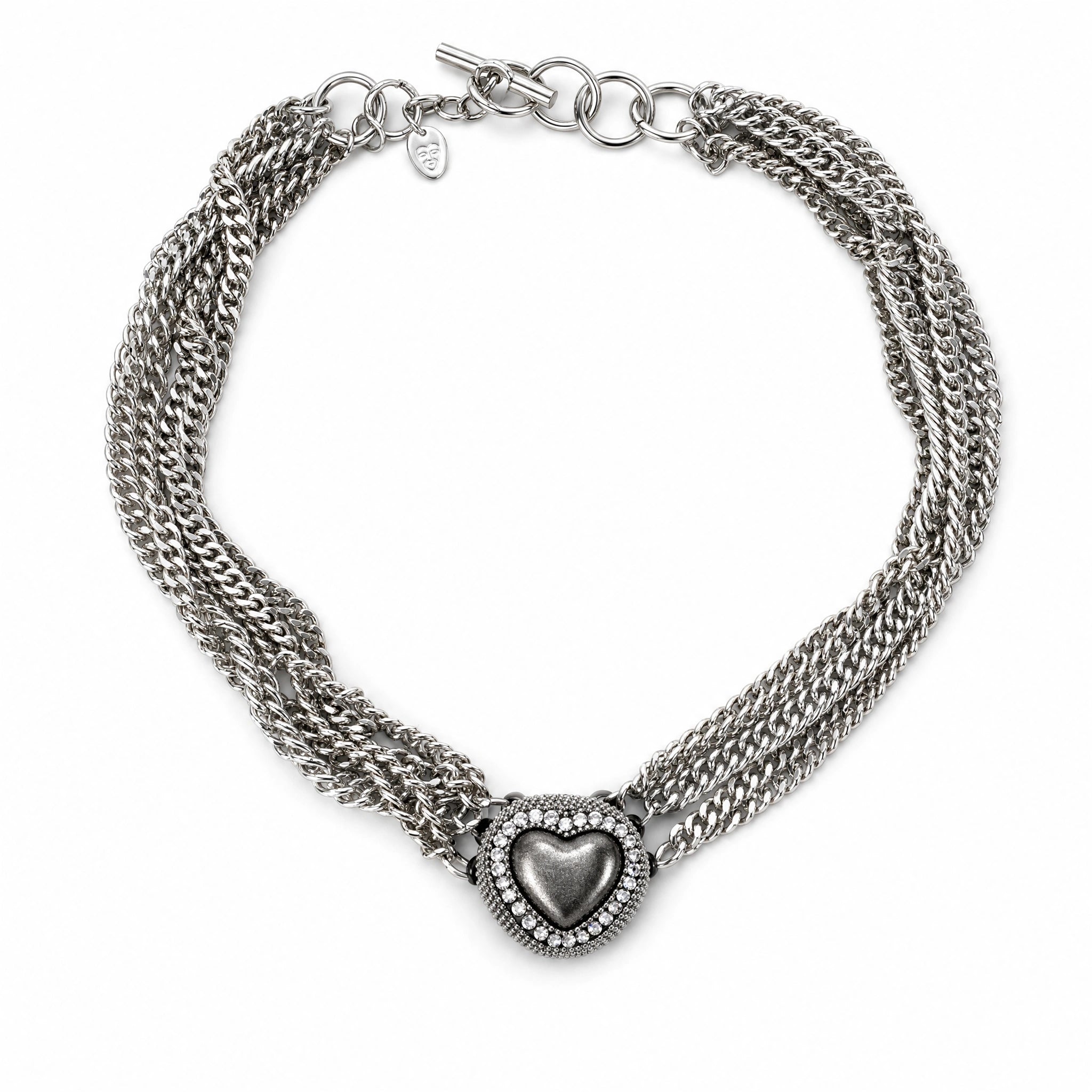 COLLANA GIROCOLLO MULTIFILO CON CUORE CENTRALE