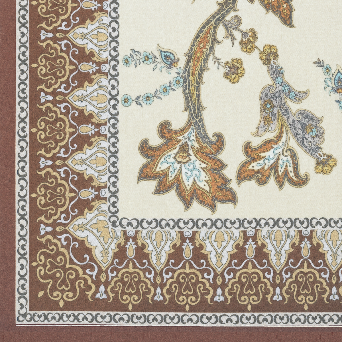 SCIARPA FOULARD DA COLLO CON FANTASIA CASHMERE SU SFONDO CHIARO
