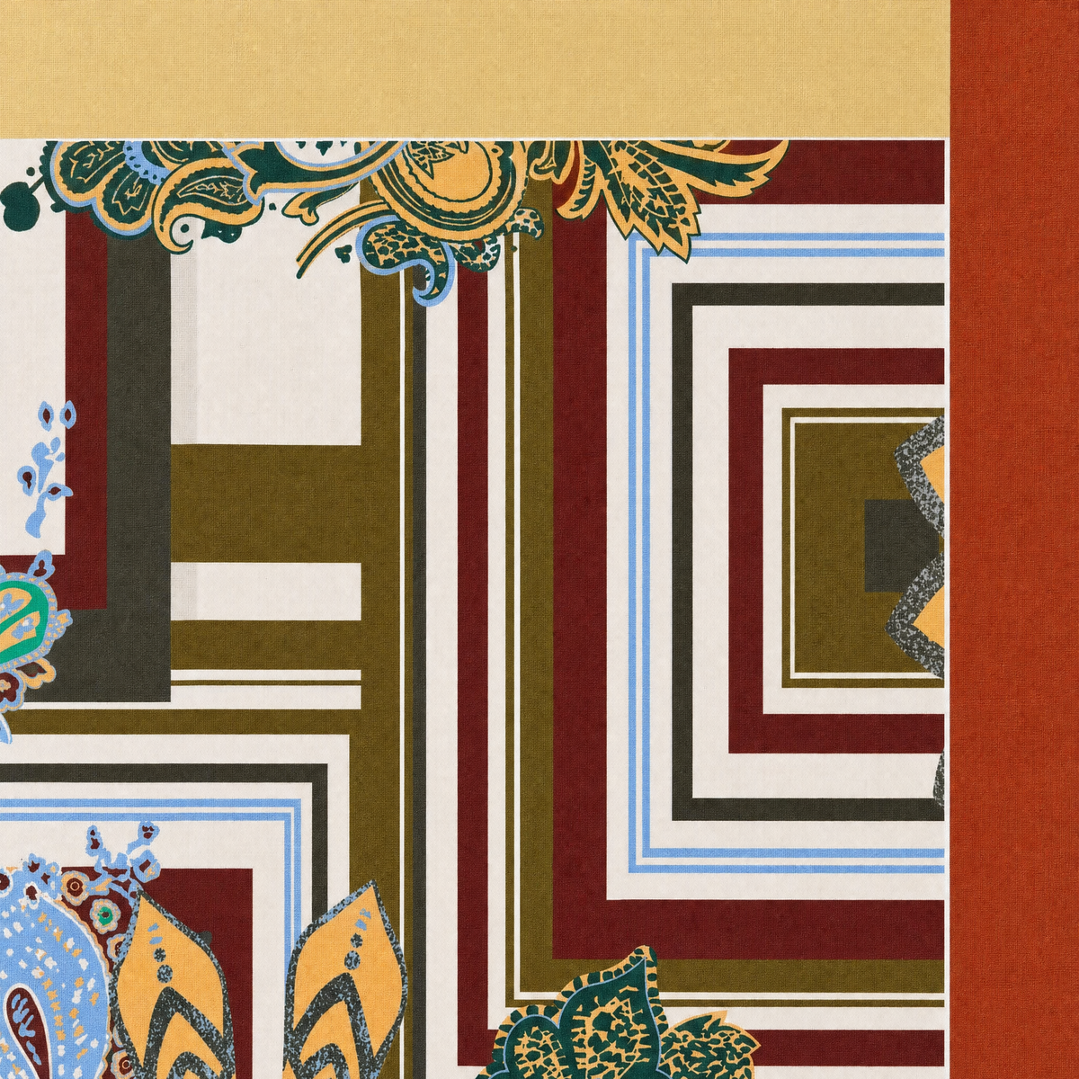 SCIARPA FOULARD DA COLLO CON FANTASIA ORNAMENTALE E GEOMETRICA