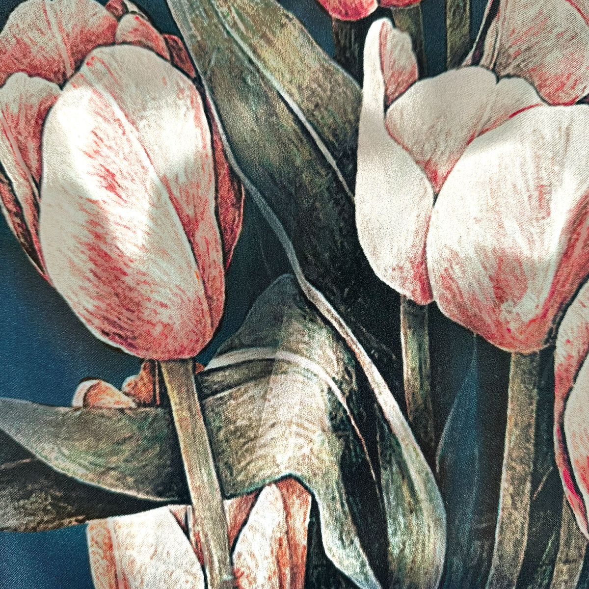 SCIARPA FOULARD IN SETA CON FANTASIA FLOREALE TULIPANI