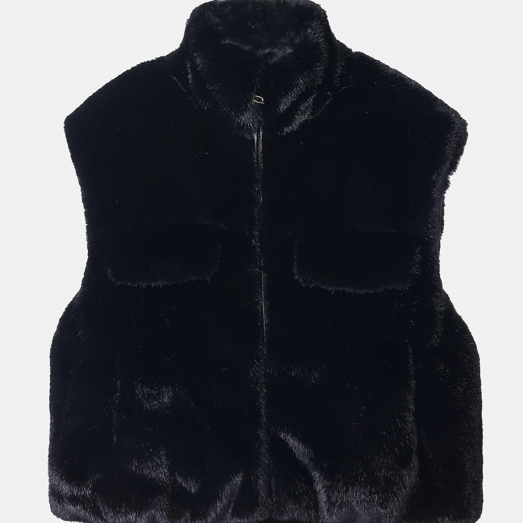 GIACCA SMANICATA IN ECOPELLICCIA CON TASCHINI E ZIP