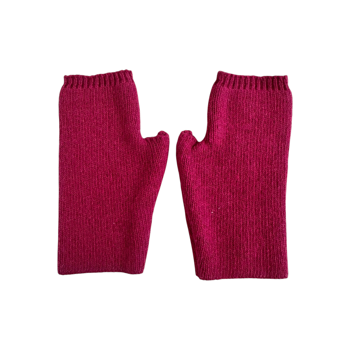 Guanti senza dita Fanatikerie in maglia color magenta a tinta unita con polsini elasticizzati