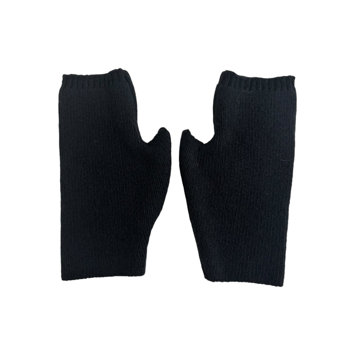 Guanti senza dita Fanatikerie in maglia nera a tinta unita con polsini elasticizzati
